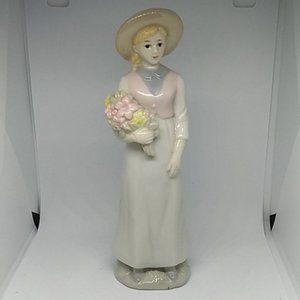🌷‼️5/$20ie Excel Prestige Signed Collector Club Porcelain Flower Lady 8 1/4"h,